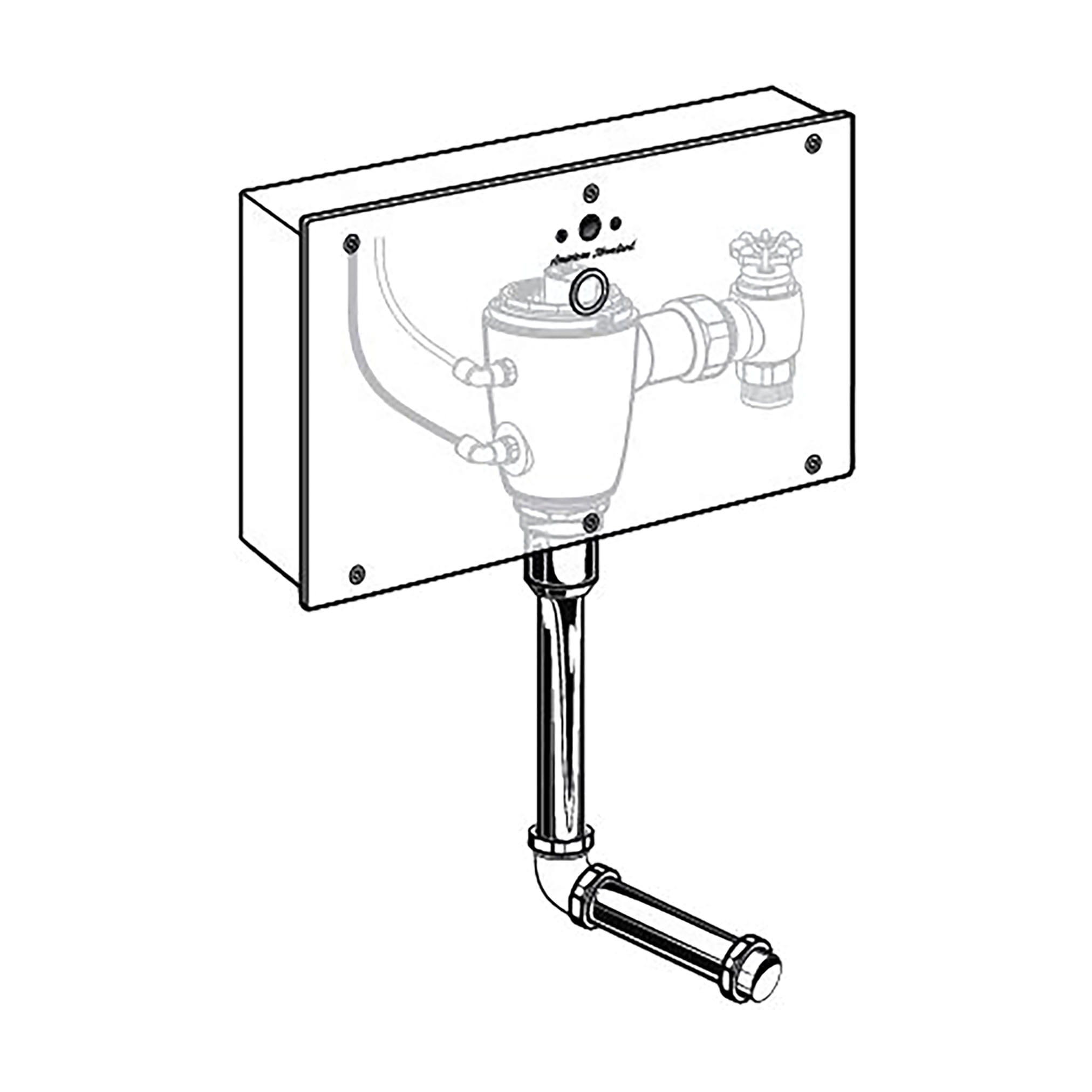 Ultima™ Selectronic - robinet de chasse pour urinoir, dissimulé dans un boîtier mural, modèle de base, de type à piston, 0,125 gpc/0,5 lpc
